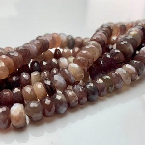 Chocolate Moonstone 8 mm Faceted Rondelles | Natural Chocolate Moonstone Strand | Top Quality Moonstone Beads for Jewelry Making & Craft image 4