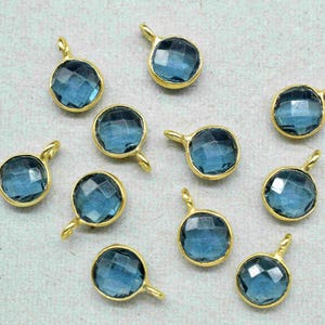 Iolite 6mm Round Shape Pendant|Finding Gold Plated Connector|Round Iolite Component|Iolite Component Earring Jewelry|Connector Jewelry|Gift