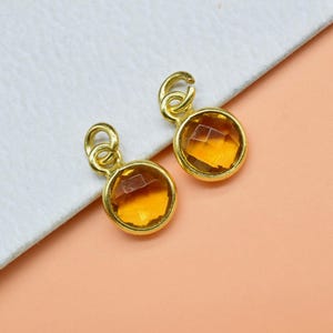 Stunning Citrine Bezel Connector | 6mm Round Shape Connectors |Single Bail Charm | Gemstone Connector | Jewelry Making Supplies | Gift Item