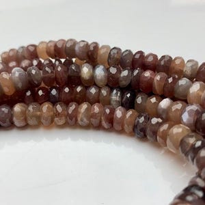 Chocolate Moonstone 8 mm Faceted Rondelles | Natural Chocolate Moonstone Strand | Top Quality Moonstone Beads for Jewelry Making & Craft image 2