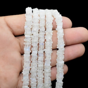 AAA+ Quality  Moonstone Heishi Shape Beads - Size 4-6MM Smooth Beads | Plain Heishi Square Beads For Jewelry Making Craft | Moonstone Beads