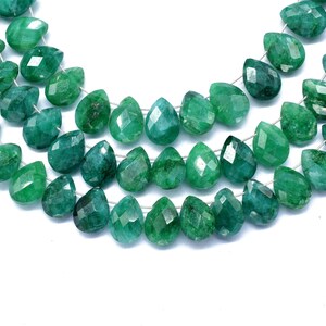 Emerald Faceted Pear Shape Beads Strand|6x8mm Teardrop Emerald Faceted Briolettes| Teardrop Strand|Emerald Faceted Briolette|Emerald Jewelry