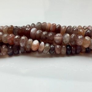 Chocolate Moonstone 8 mm Faceted Rondelles | Natural Chocolate Moonstone Strand | Top Quality Moonstone Beads for Jewelry Making & Craft image 5