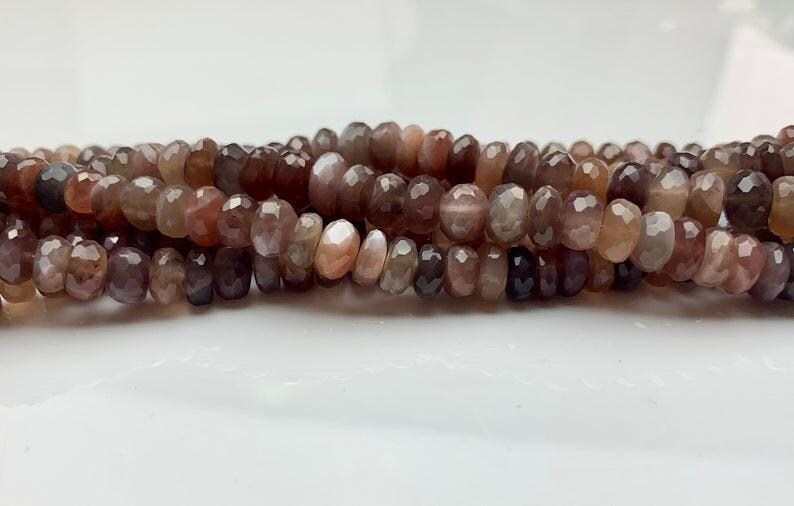 Chocolate Moonstone 8 mm Faceted Rondelles | Natural Chocolate Moonstone Strand | Top Quality Moonstone Beads for Jewelry Making & Craft image 5