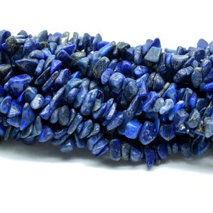 Natural Lapis Lazuli Chip Beads Strand | Raw Free Size Pebble Beads | Uncut Lapis Chips for Jewelry Making | Loose Gemstone Supply