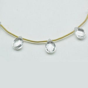 Crystal Faceted Teardrop Briolettes|7x10mm Teardrop|Crystal Jewelry Supplies|Craft Supplies|Gemstone beads|Gemstone Clear quartz Briolettes|