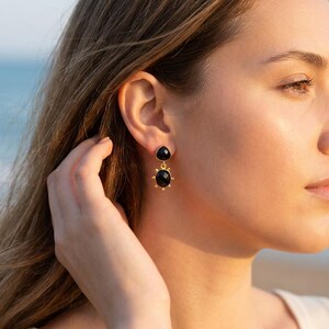 Ruby Drop Earrings | Ruby Dangle Earrings | Red Gemstone Earrings | Gold Statement Earrings | Double Drop Earrings | Bridal Guest Earrings image 9