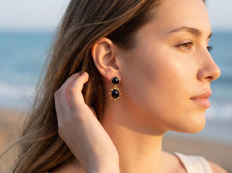 Ruby Drop Earrings | Ruby Dangle Earrings | Red Gemstone Earrings | Gold Statement Earrings | Double Drop Earrings | Bridal Guest Earrings image 9