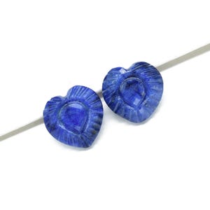 Hand-Carved Sapphire Heart Briolette | Genuine Sapphire Drops for Jewelry Making | Modern Artisan Cut | Emerald Beads for Earring or Pendant