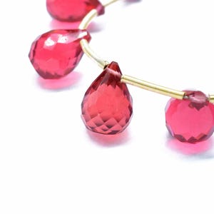 Briolette a goccia di tormalina rosa lucente / Gocce di pietre preziose sfaccettate da 10 x 14 mm / Perline di alta qualità per gioielli fatti a mano e forniture di design