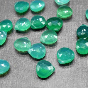 Natural Green Onyx - 10 mm Heart Shape Briolettes | Briolettes For Jewelry Making | Jewelry Making Gemstone Drops | Semi Precious Bead