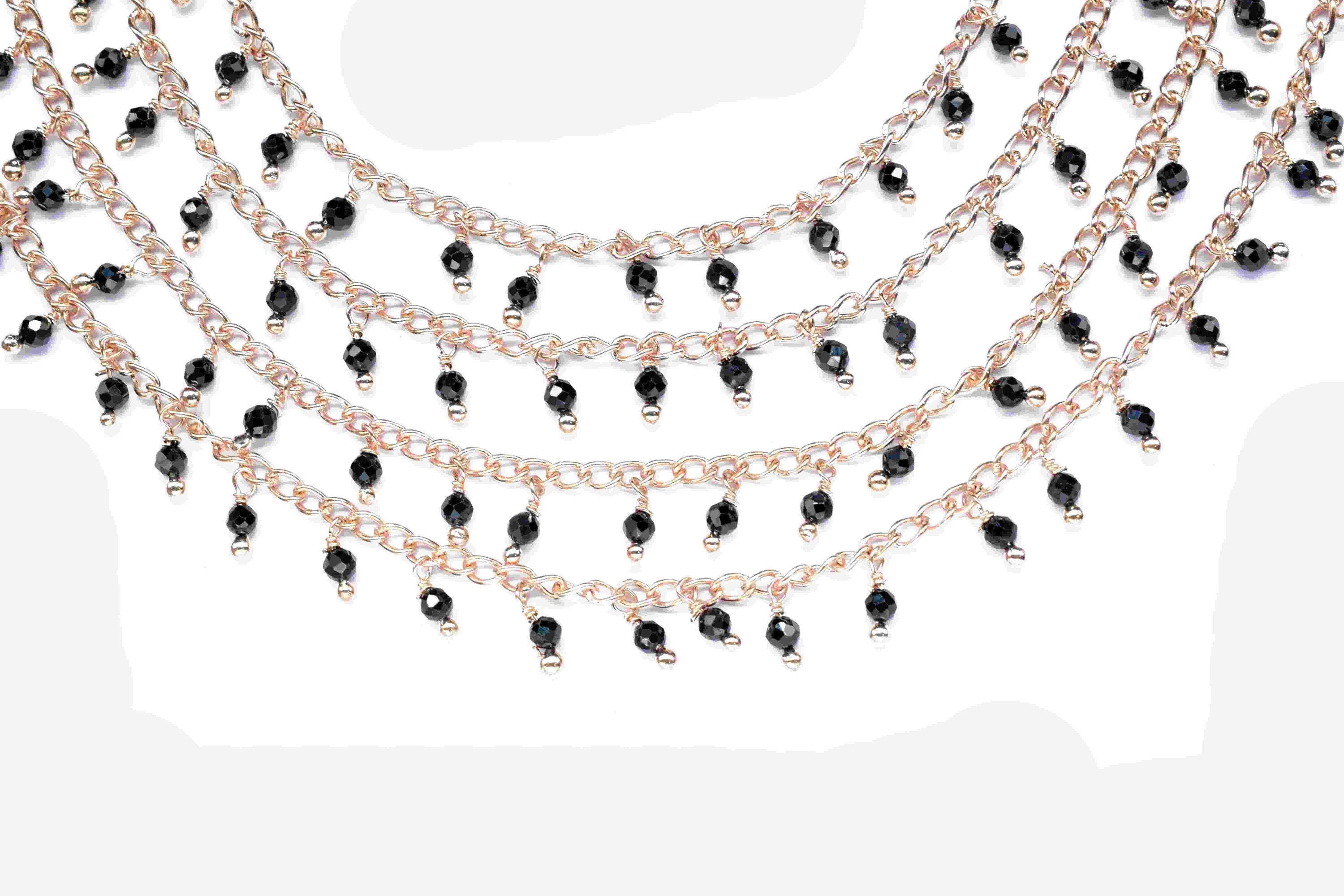 天然ブラックオニキスクラスターロザリオ - ジュエリー製作用2mm