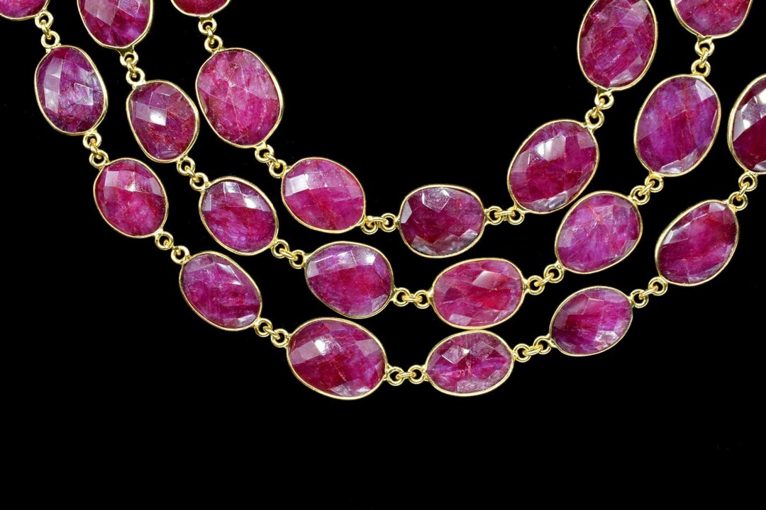 Ruby Bezel Connector Link Chain - Handmade Free Shape Station Chain ...