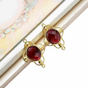 Granat Quarz 10 x 12 mm Oval Form Komponente Charms | Granat Facettierte Double Bail Schmuck | Granat Quarz Schmuck machen Charme |