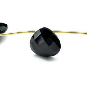 Black Onyx Beads -  14 mm Heart Briolette  | Faceted Heart Shape Briolettes For Jewelry Making |  Wire Wrapped Jewelry Making Beads