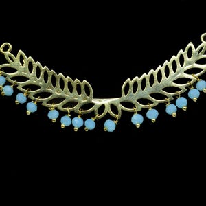 Elegant Peru Chalcedony Leaf Connector | Double Bail Gemstone Pendant Link | Bridal Hair Vine Jewelry Supply | Handmade Leaf Component