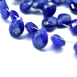Blue Sapphire 6x8mm Pear Shape Briolette Faceted Beads|Blue Sapphire Teardrop Beads|Blue Sapphire Pear Shape Strand|Blue Sapphire Briolettes