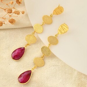 Natürliche Rubin Ohrring | Handgefertigter Schmuck |  | Brautjungfer Ohrringe | Einzigartige Designer Ohrring | Perfektes Geschenk für Sie