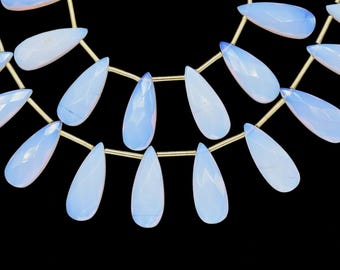 Ópalo rosa facetado - Briolettes en forma de lágrima de 8 x 20 mm / Suministros para joyería / Briolettes de ópalo rosa en forma de lágrima para joyería / Cuentas perforadas
