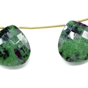 Natural Ruby Zoisite Faceted Heart Shape Beads|Wholesale Ruby Zoisite Gemstone Beads| Ruby Gemstone Beads|20mm Heart Shape Briolettes Beads