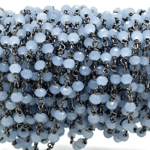 Schöne Blaue Chalcedon Hydro Perlen Rosenkranz Ketten | Chalcedon Perlen Rosenkranz Ketten | Blaue Hydro Perlen Ketten | Groß-Großhandel Perlen Ketten