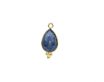 Lapislázuli 10 x 14 mm forma de lágrima bisel chapado en oro / Lapislázuli único gancho colgante de latón joyería / colgante de lapislázuli encanto de oro hecho a mano joyería / regalo