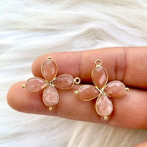 Peach Moonstone Charm/Pear Shape Pendant/Peach Moonstone Bezel Charm/Jewelry Essential/DIY Jewelry Supply/Gemstone Component/Brass Plated