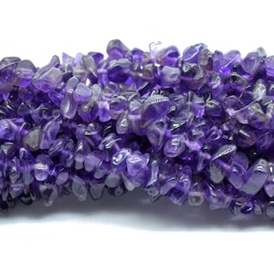 Natural Amethyst Chip Beads Strand | AA Grade Pebble Shape Loose Gemstones | Purple Beads for Jewelry Making | Craft  Healing Projects