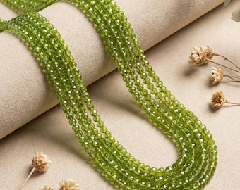 Vibrant Peridot Faceted Rondelle Beads | Natural Peridot Handcut Beads for DIY Jewelry Making | Peridot Loose Beads for Crafts | Green Beads