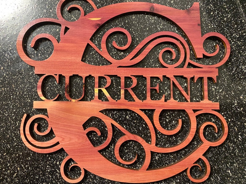 Monogram Scroll Family Name Sign - Etsy