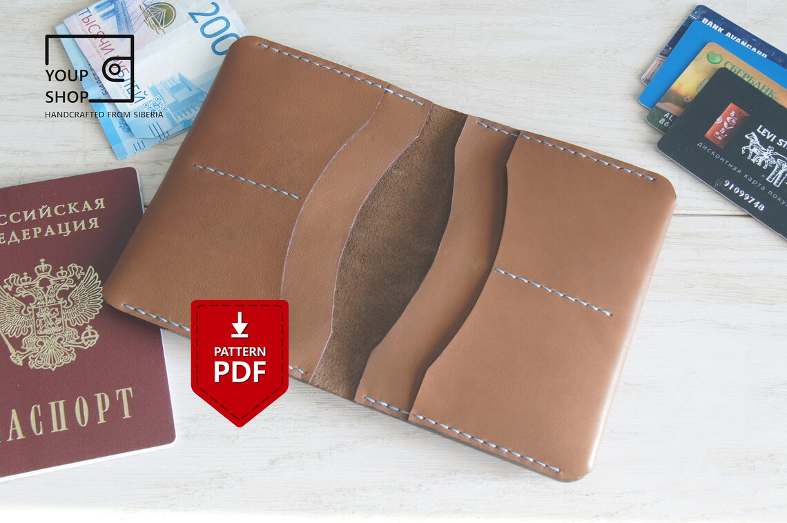 Leather Passport Fold Wallet Pattern PDF A4 Leather Bifold Etsy