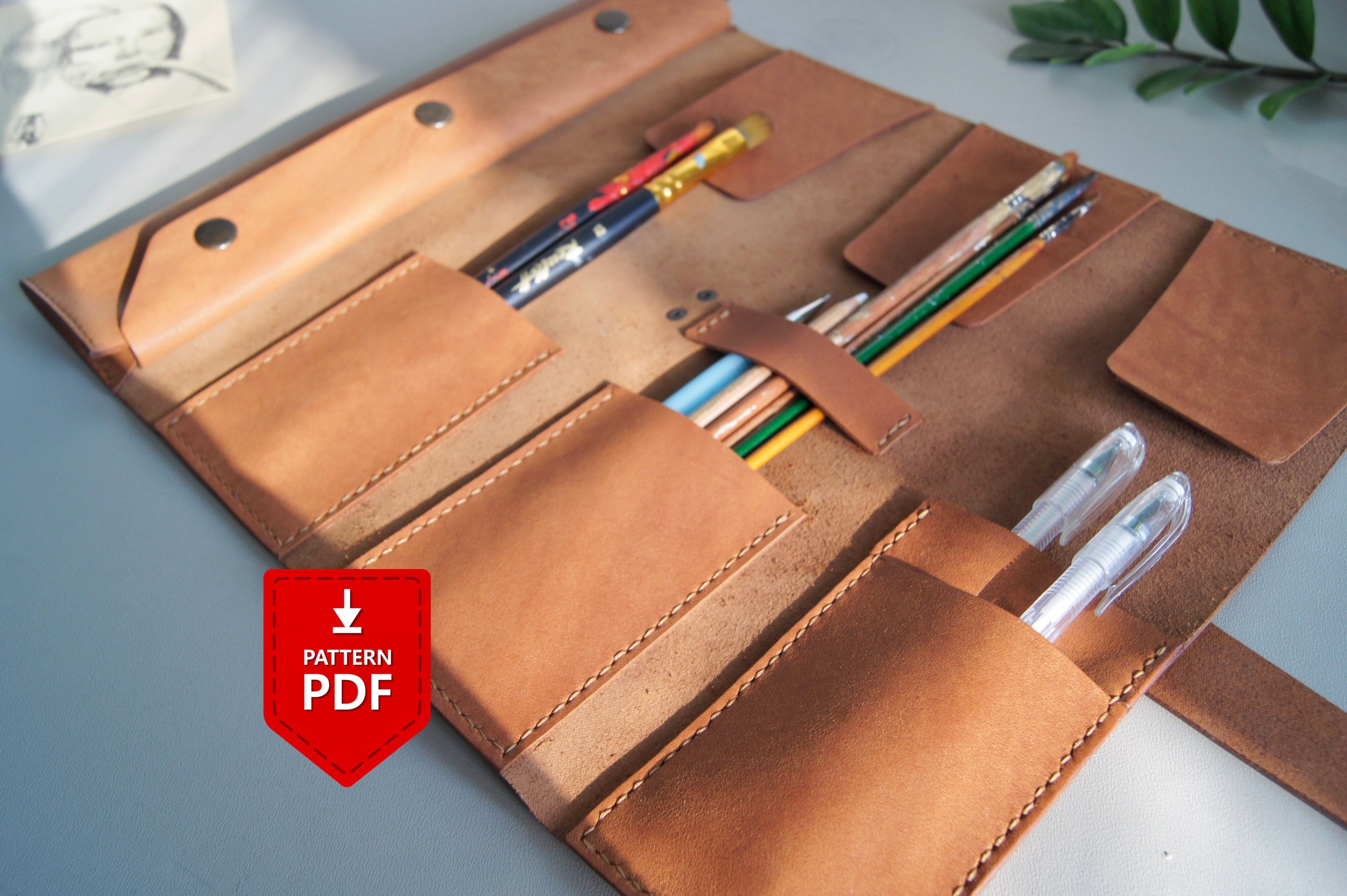 Leather Rolled Pencil Case Pattern PDF A4 Painter Case PDF Etsy Australia