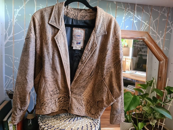 Vintage Soft Marble Leather Batwing Jacket