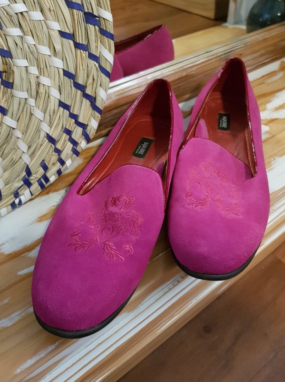 Hot Pink Embroidered Loafers