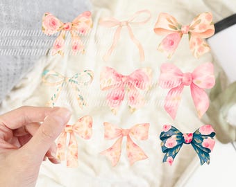 Watercolor Floral Bow Clipart | Pastel Ribbon Bows (Digital Download)
