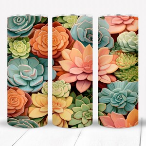 Digital image, Mixed Orange Succulent, two 20oz tumbler wrap, PNG , Tumbler Wrap