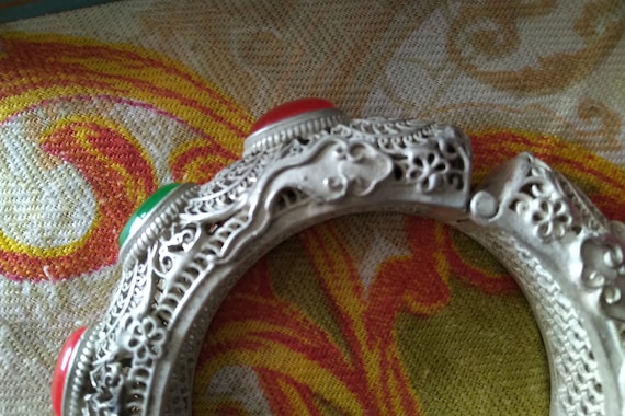 Antique Chinese Silver Filigree Bangle, Intricate… - image 5