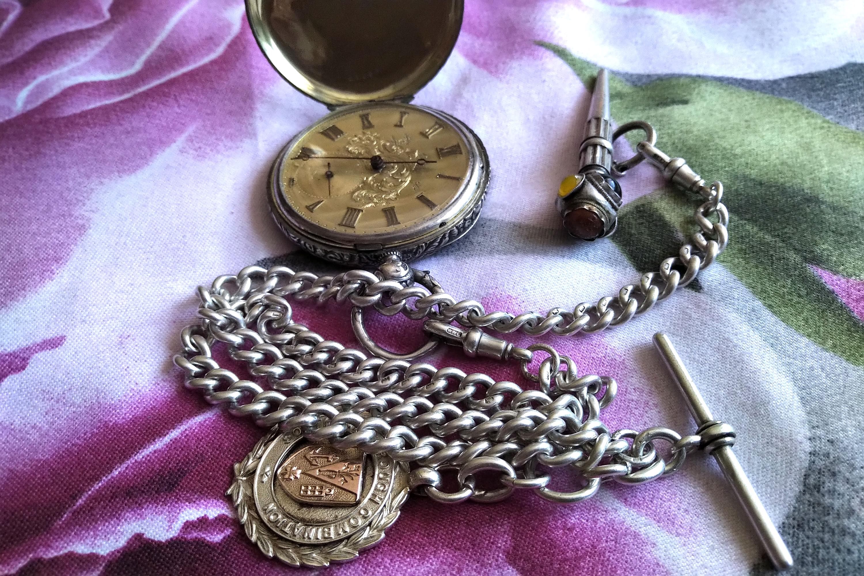 Pocket Watch Zakhorloge Ketting Antiek Zilver Fako® Zakhorloge