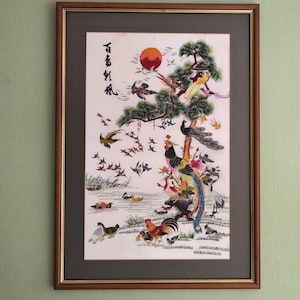 Vintage Chinese Detailed Hand Embroidery Artwork on Silk