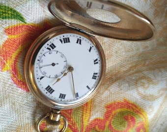 Mecanismo de reloj de bolsillo RIVAL antiguo de fabricación suiza en caja de reloj Illinois, 7 joyas, media cazadora, de cuerda manual, caja de almacenamiento de madera, circa 1919