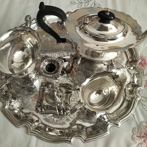 Vintage Three Piece Sterling Silver Tea Set/Service, Barker Brothers Silver Ltd, Birmingham Circa 1927