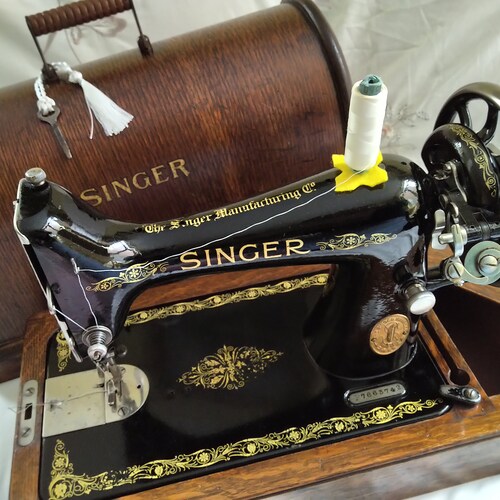 Antique Hand Crank Sewing Machine Singer Fiddlebase in Lovely - Etsy