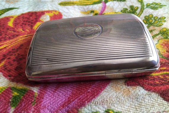 手彫り シルバー 950 純銀製 シガレットケー アンティーク シガレット