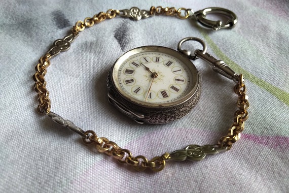 Antique Ladies' Swiss 935 Silver Pocket Watch, Wo… - image 3