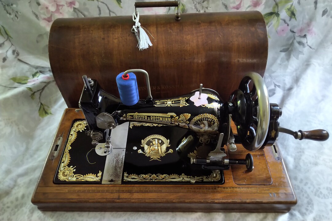 Vintage Hand Crank Sewing Machine, Frister & Rossmann, Made in Germany