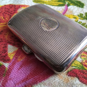 Antique Edwardian Sterling Silver Cigarette Case, Curved Design, Hallmarked, Chester, Circa 1904