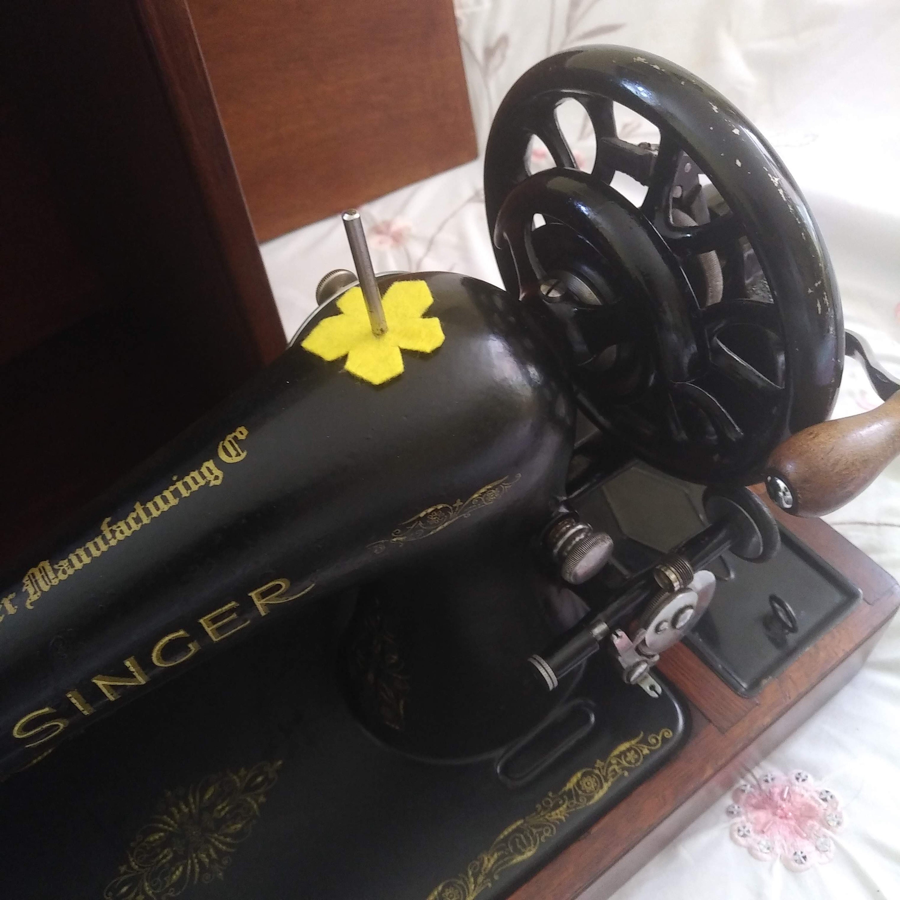 Vintage Hand Crank Sewing Machine, Singer Model No. 27K in Custom Made