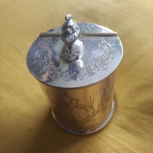 Antique Silver Plated Tobacco Tea Jar - Knight Form Hinged Lid - Made in England