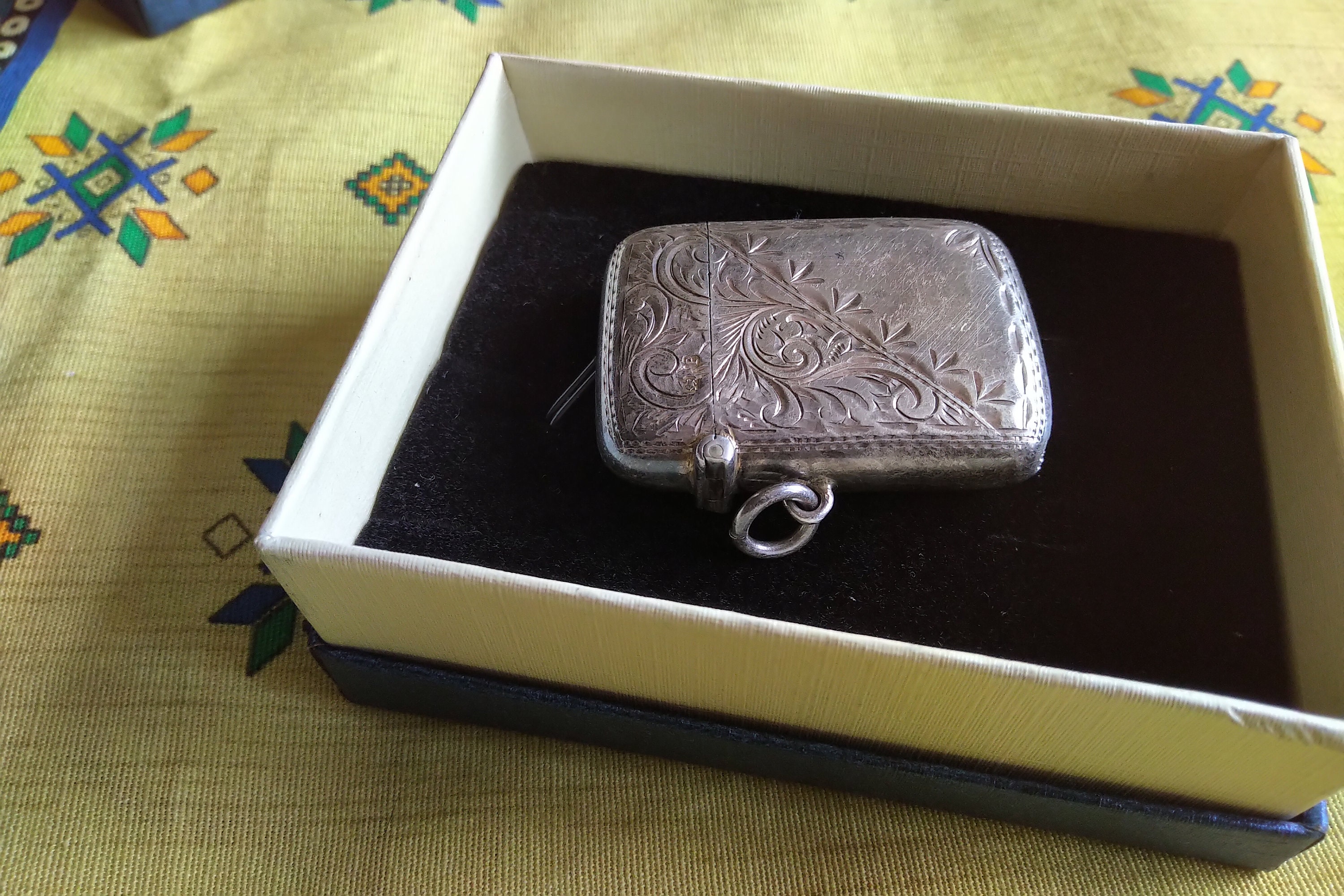 アンティーク、スターリングシルバー製ベスタケース、ホールマーク入り