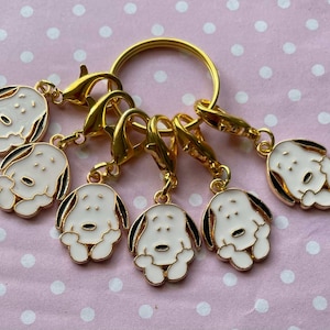 stitch marker SET of 6 dog crochet knitting counter counters progress Zipper pulls